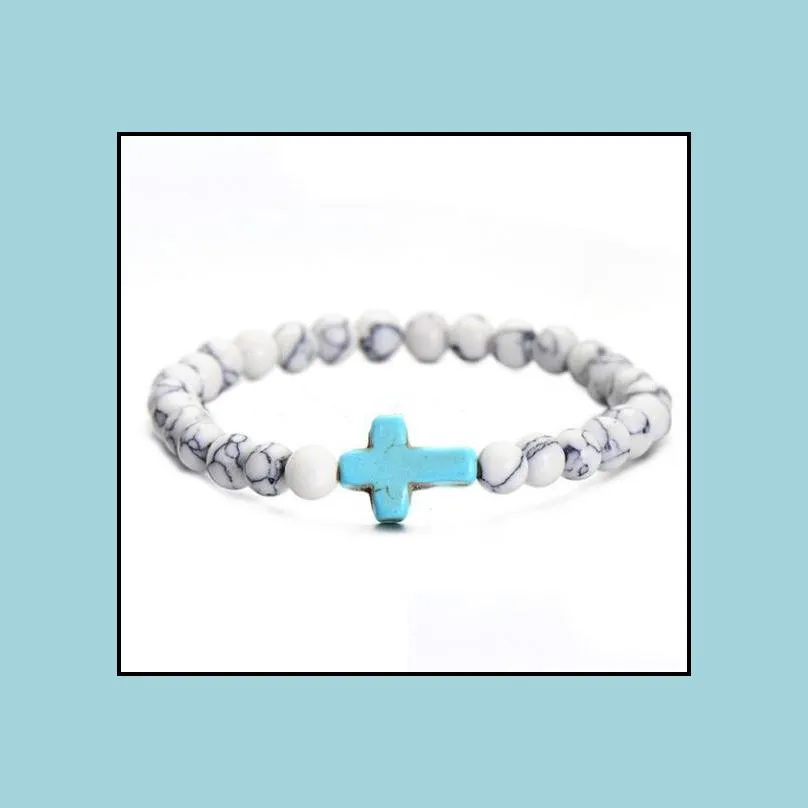 handmade boho jewelry cross bracelets trendy style elastic rope natural beaded bracelet for women birthday gift wholesale