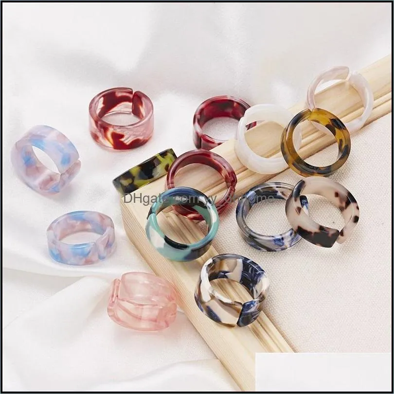 fashion transparent resin acrylic chunky chain ring for women colourful geometric square round rings jewelry gifts c3