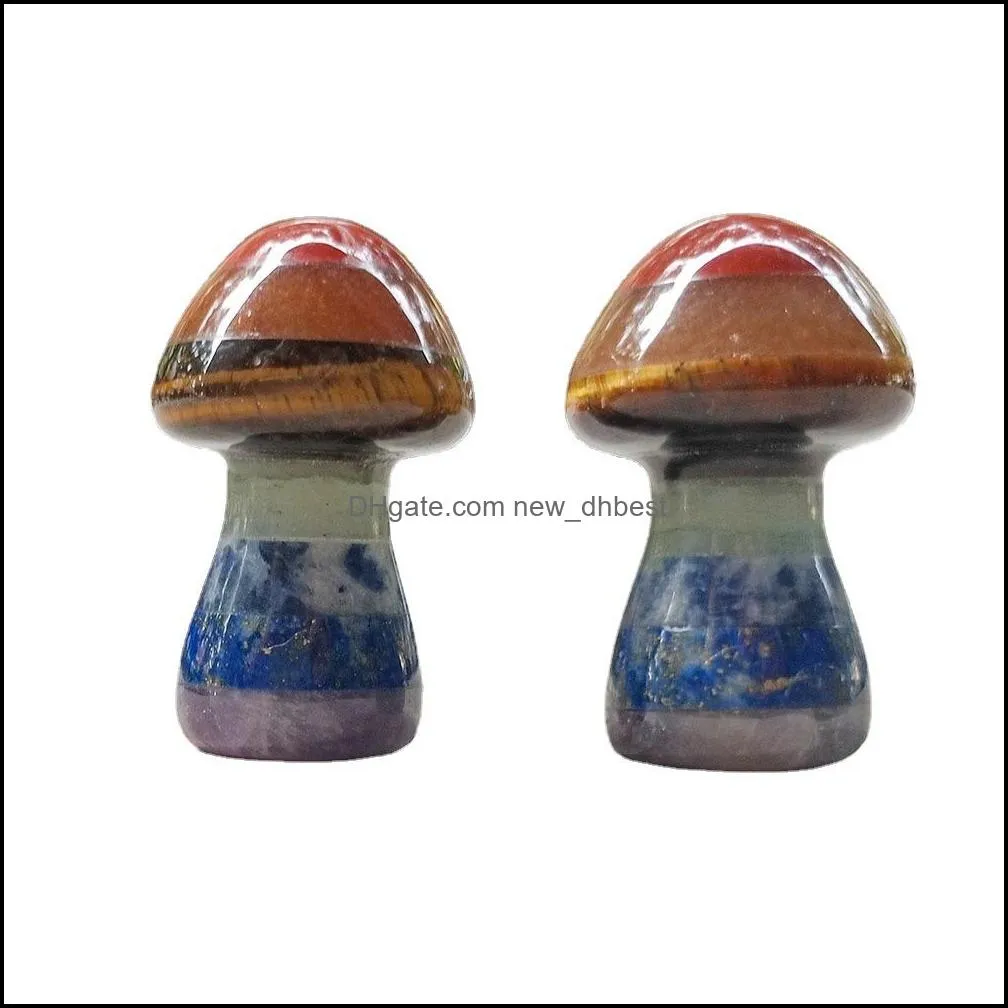 7 chakra rainbow mushroom shape reiki natural stone crystal polishing quartz yoga energy bead healing decoration 36x22mm