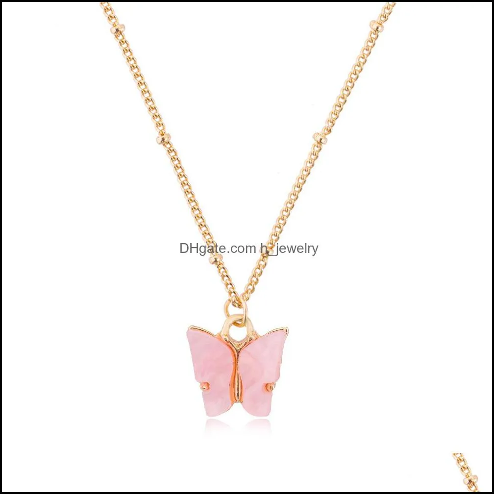 butterfly pendant necklace for women & girls acrylic with gold-plated jewelry