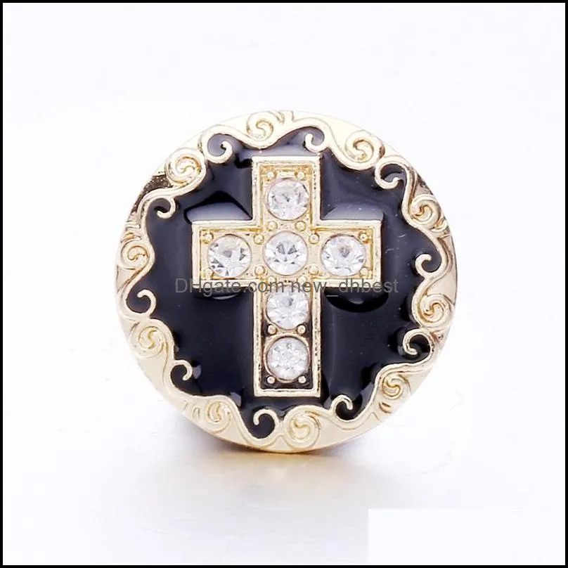 rhinestone gadget clasps cross 18mm snap button charms for snaps diy jewelry findings suppliers gift