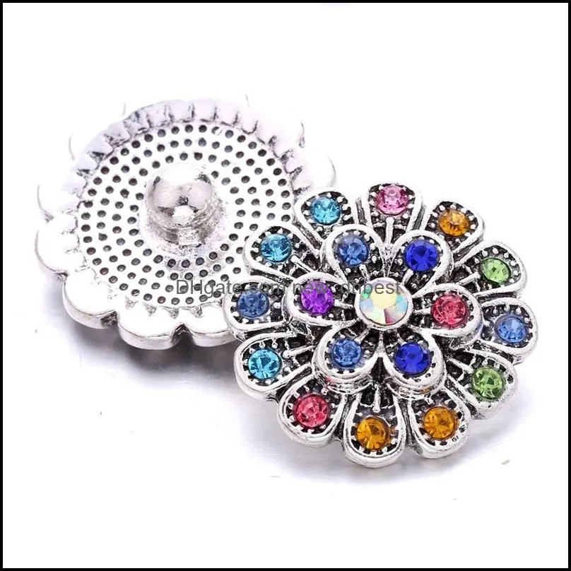 wholesale rhinestone 18mm snap button clasp metal fireworks charms for snaps jewelry findings suppliers