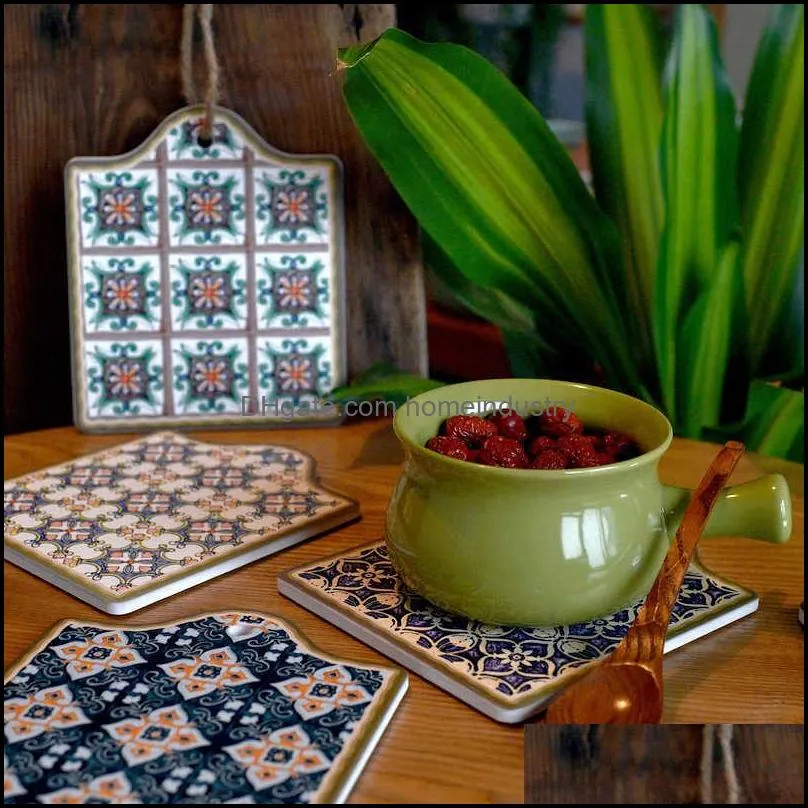 dunxdeco table placemat coasters moroccan floret brick heat insulation pad kitchen pot holder mesa vintage simple art desk decor