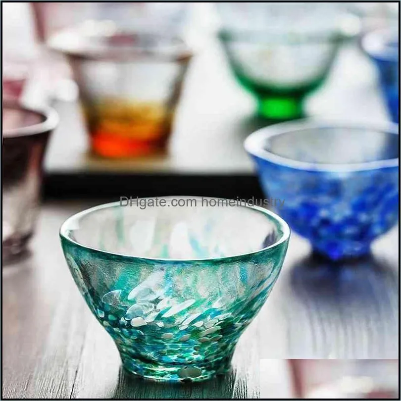 handmade glass small wine glass, colorful wine sets, sake cups janpane style water bottle glassware for drinks