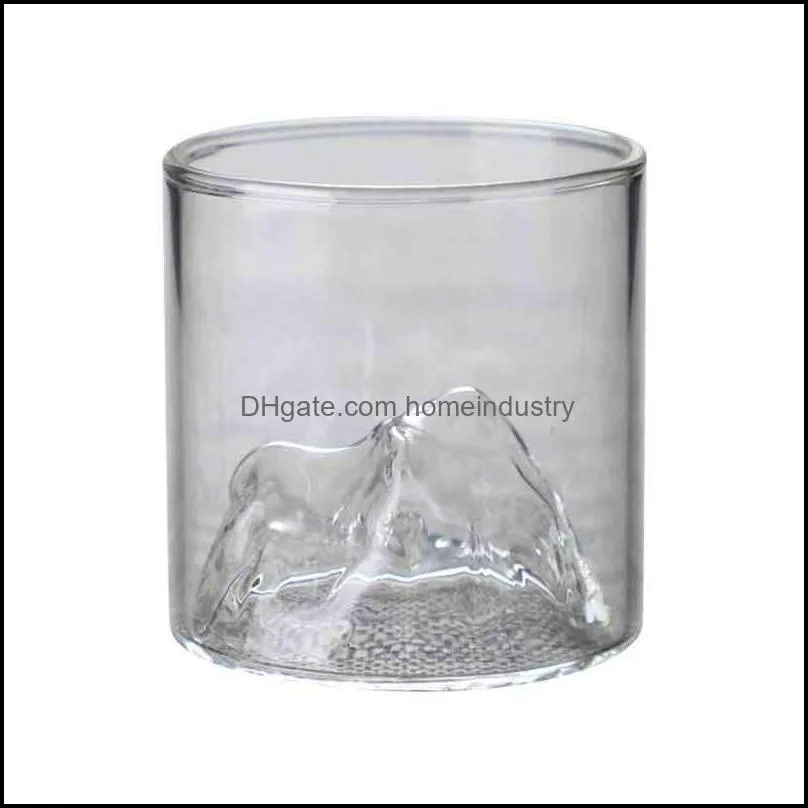 japane style whisky cup mountain shallow shape transparent glass cup fuji artwork gift whiskey glass glacier vodka wine cup