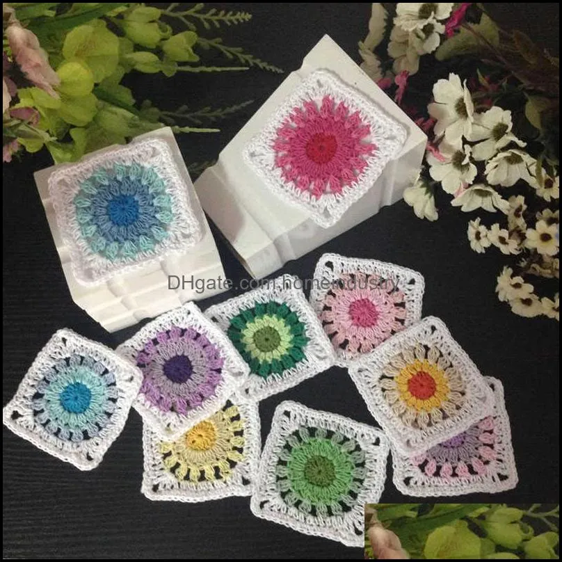 wedding decoration coasters handmade crochet cup pad hook flower cotton doilies square table mat 9cm shooting props 30pcs/lot