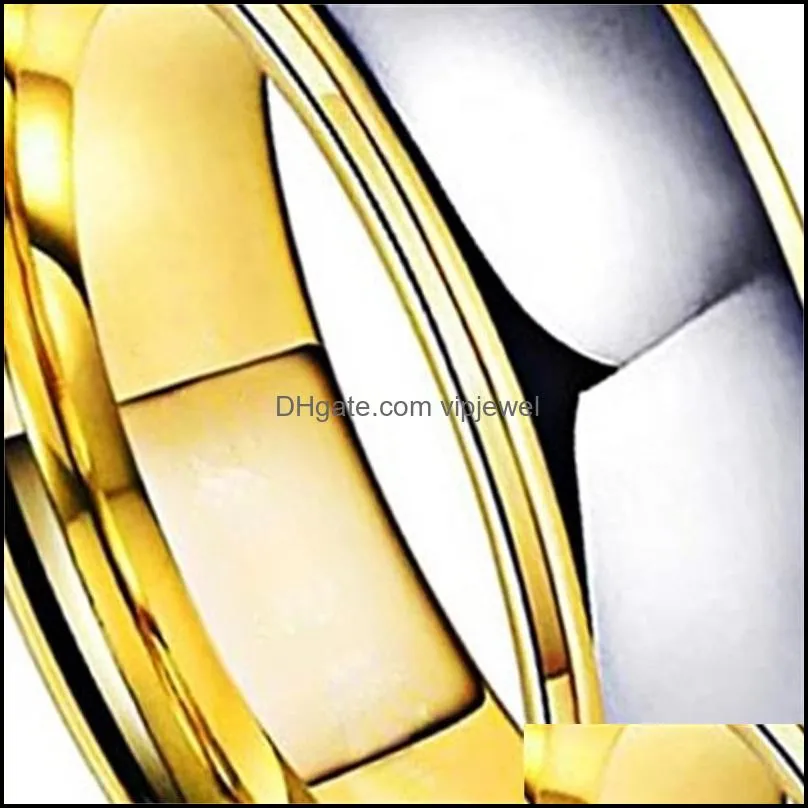 tungsten wedding rings womens jewelry gold mens tungsten carbide band anniversary 6/8mm couple ring steeped edges comfort fit 210310 759