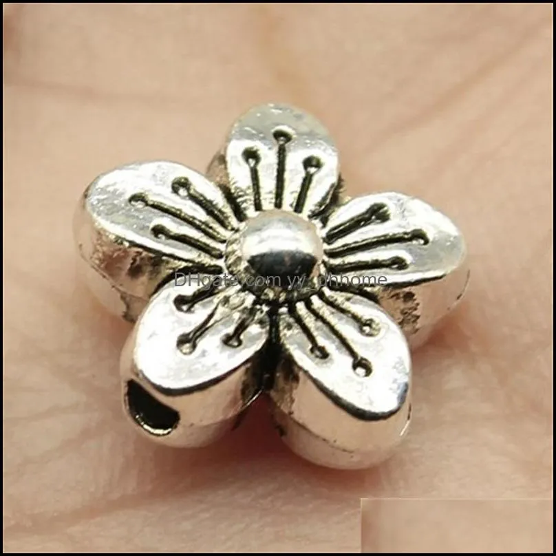 alloy beads ancient silver flower small hole bead women fashion jewelry accessories 10x10x5mm diy bracelet 0 11gg q2