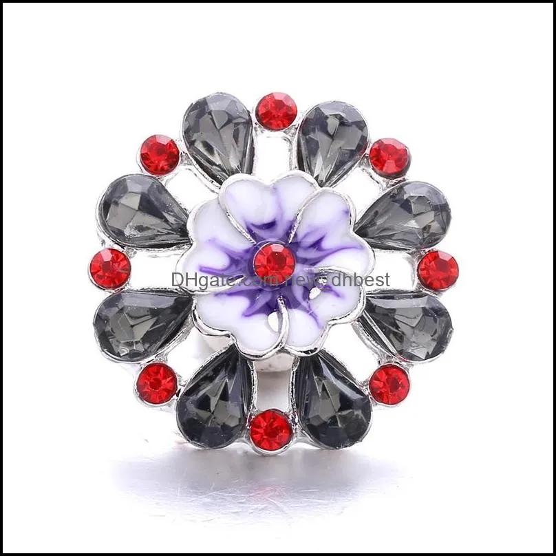 designed rhinestone gadget fastener 18mm snap button clasp charms for snaps jewelry findings suppliers