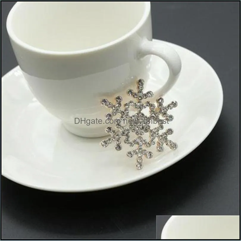 women`s winter snowflake clear brooch pin wholesale