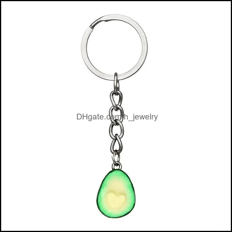 fashion accessories couples fruit jewelry cute avocado charm keychain set dangle