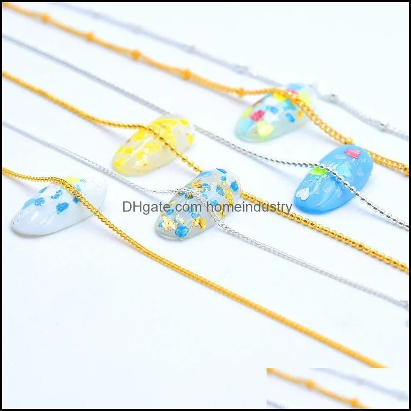 nail art decorations 6pcs/bag 6 different colors chains metal charms punk pendant ornaments 3d 50cm diy chain studs line pattern
