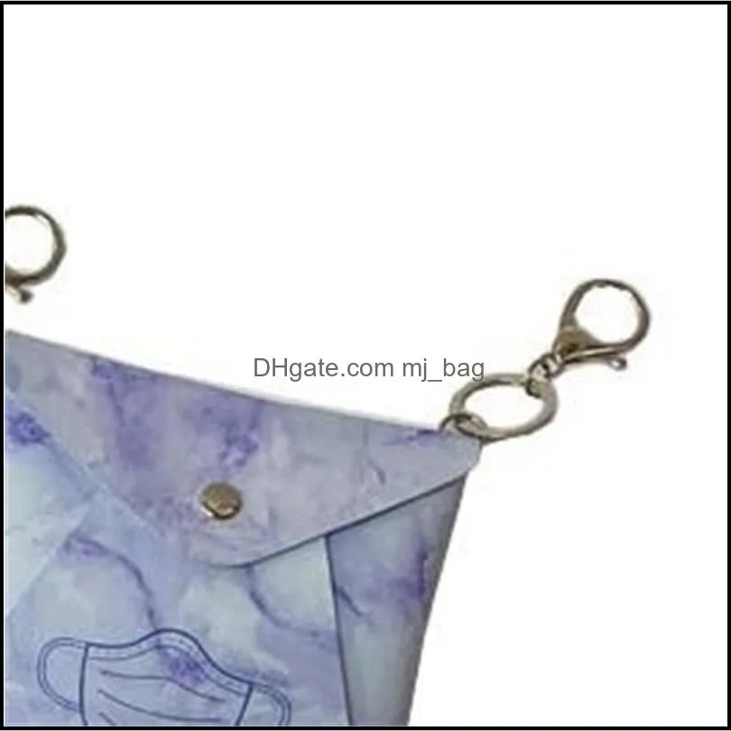 leather snap clasp storage bag pu square key buckle face masks holder case marbling pattern portable mask bags 5 2dqa g2