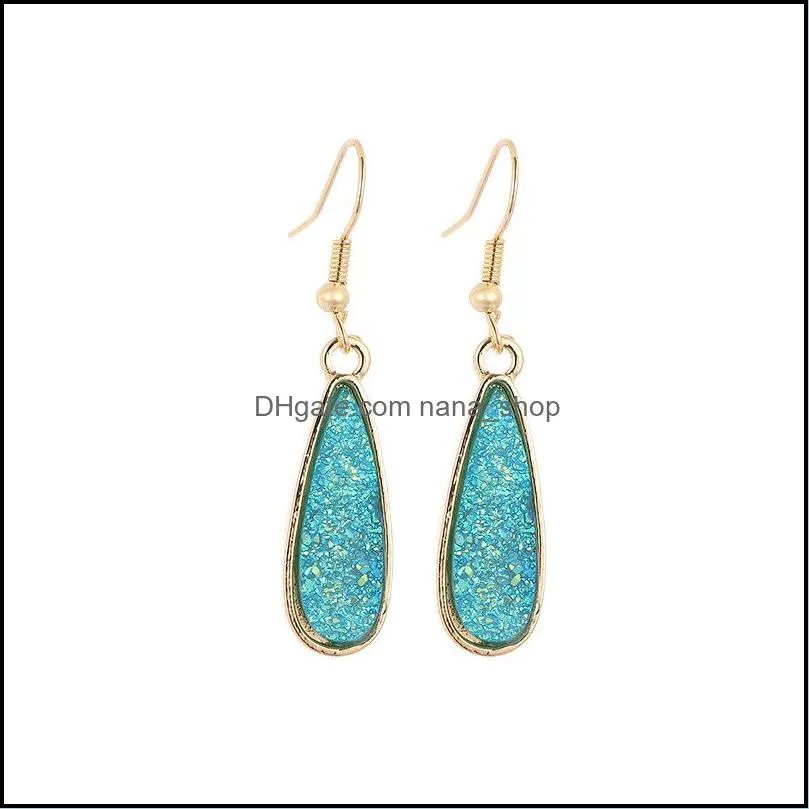 waterdrop resin druzy drusy charms earrings designer earring fashion dangle earings for women