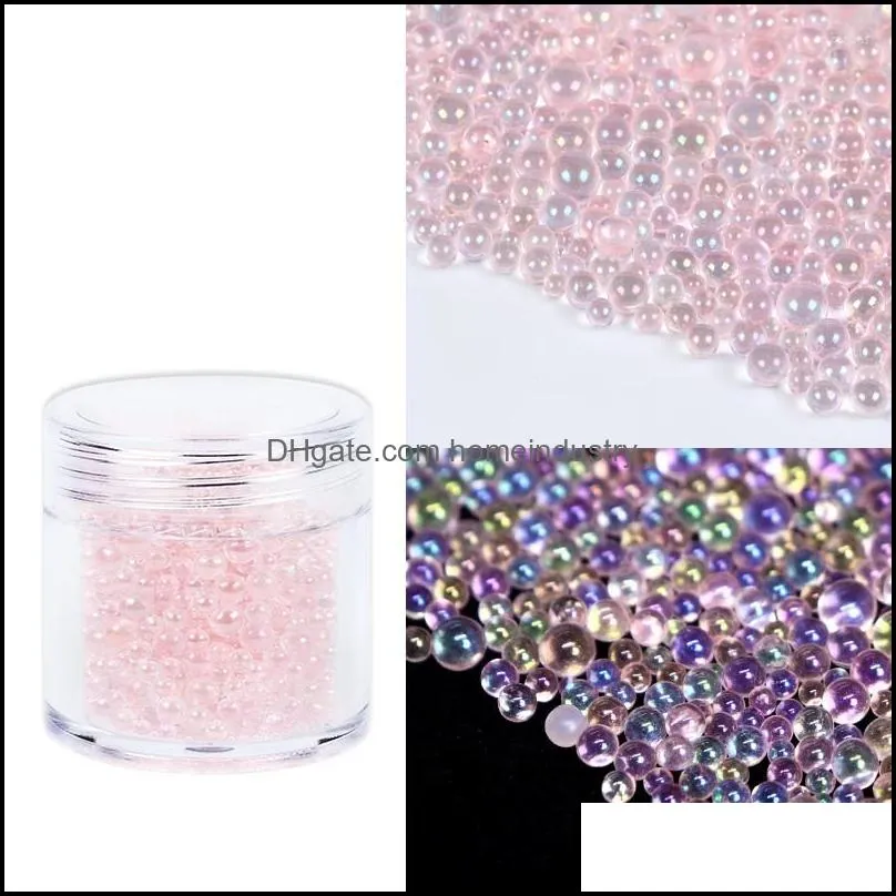 nail art decorations 10ml stained glass beads rhinestone jewelry decoration aurora crystal colored pearls 3d charms manicure