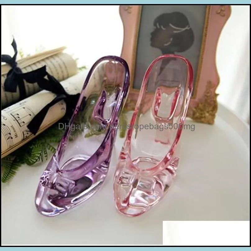 crystal shoes glass slipper birthday gift home decor cinderella high-heeled shoes wedding shoes figurines miniatures ornament 683 v2