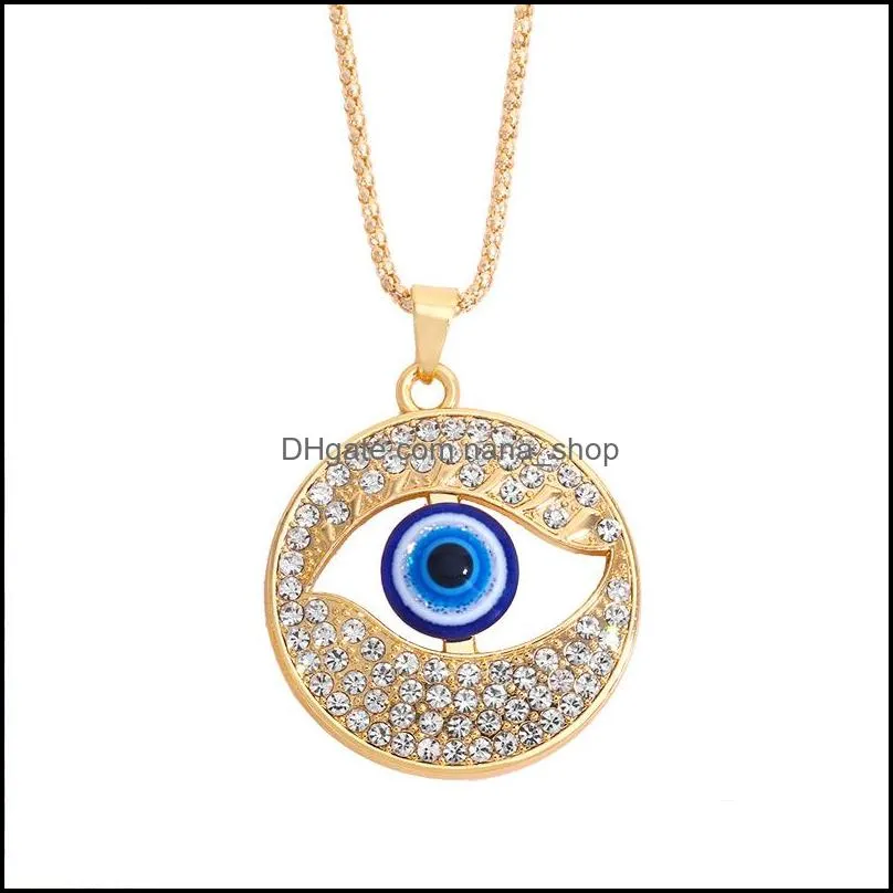 fatima hand pendant necklace turkey evil blue eyes diamond sweater chain hollow lucky pendants adjustable gold necklaces turkish crystal