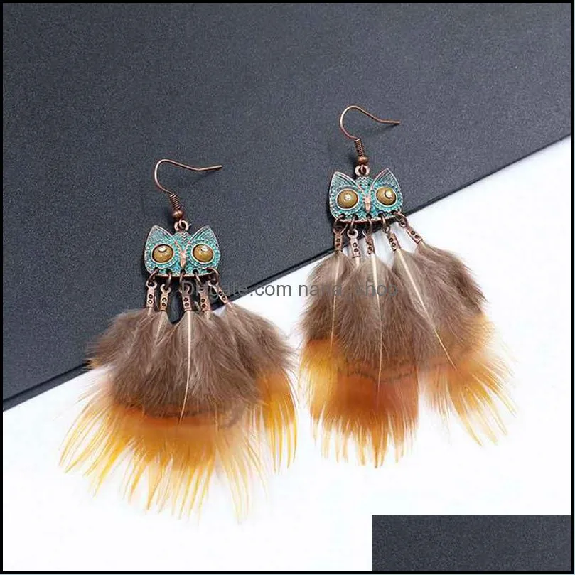 owl earrings bronze feather owl earrings glamour jewelry earrings cute birthday, easter gifts for women and girls