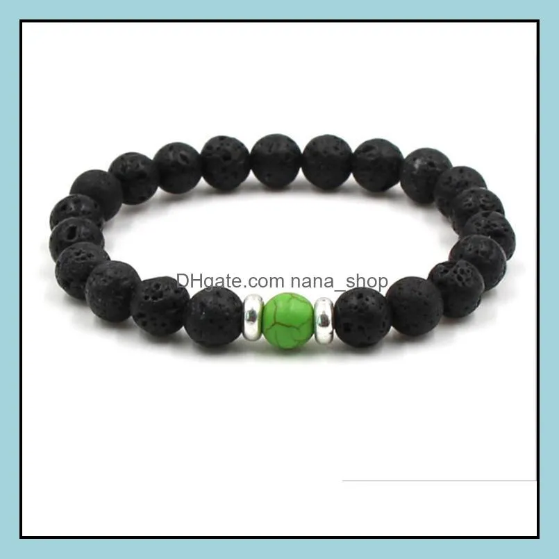 10 colors black lava stone beads elastic bracelet  oil diffuser bracelet volcanic rock beaded hand strings