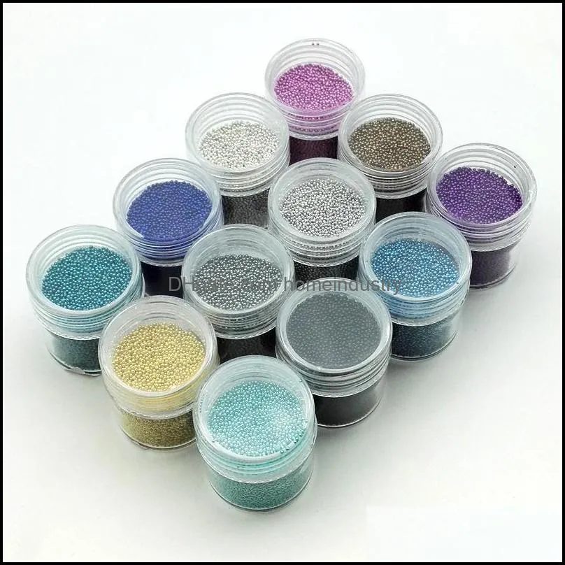 nail art decorations 10g/box 0.6mm0.8mm mini caviar beads 12 colors micro nails rhinestones 3d decorationsnail