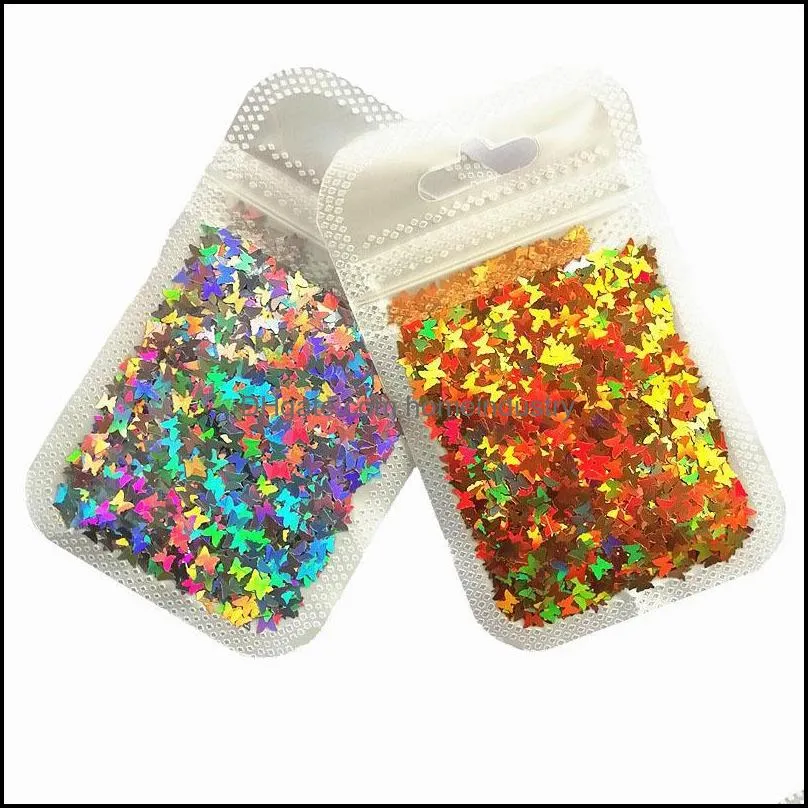 nail art decorations g/bag shiny butterfly glitter micro-film acrylic holographic gold sequins diy 3d polish artnail