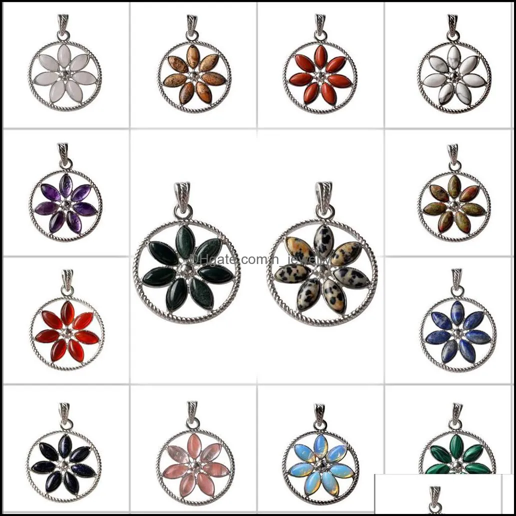 7 petals flower pendant ladies color rainbow romantic pendant necklace daily clothes wild