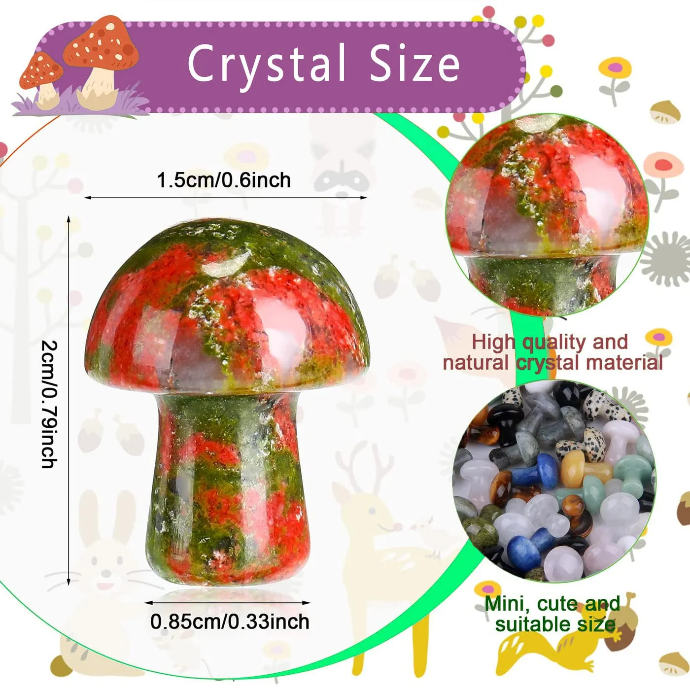 mushroom decor healing crystals stones sculpture quartz natural gemstone meditation balancing mini mushrooms crystal for hand making diy garden lawn home flower pot decoration