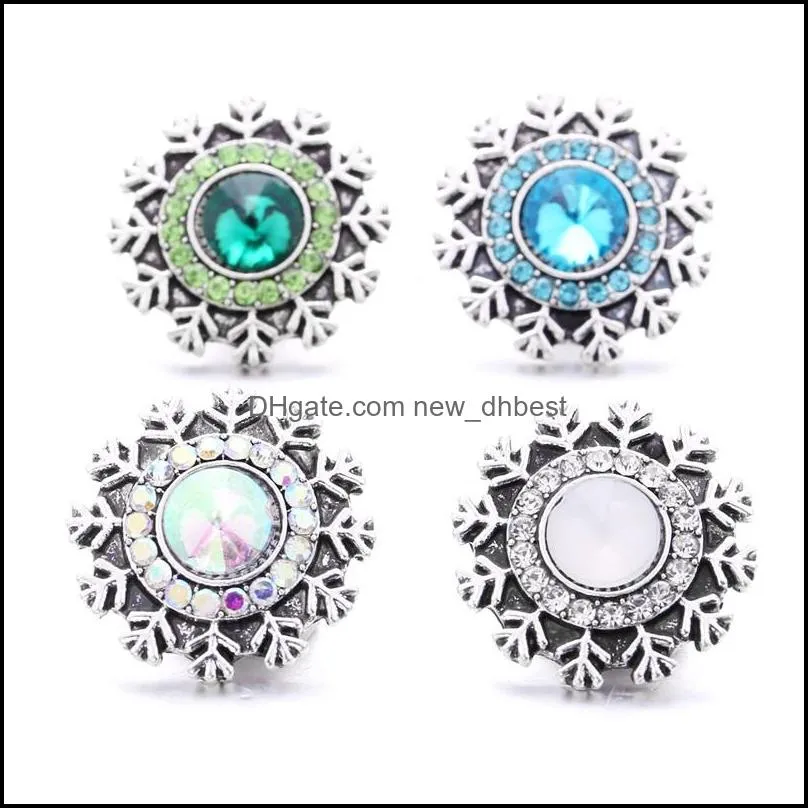 rhinestone gadget 18mm snap button clasp flower charms for snaps diy christmas jewelry findings suppliers gift