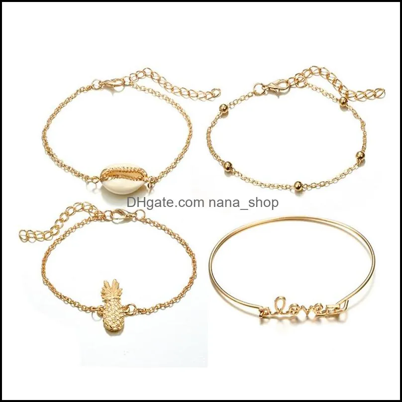 5pcs geometric hollow electric map conch combination layered bracelet set beaded bracelet multiple stackable bracelet jewelry