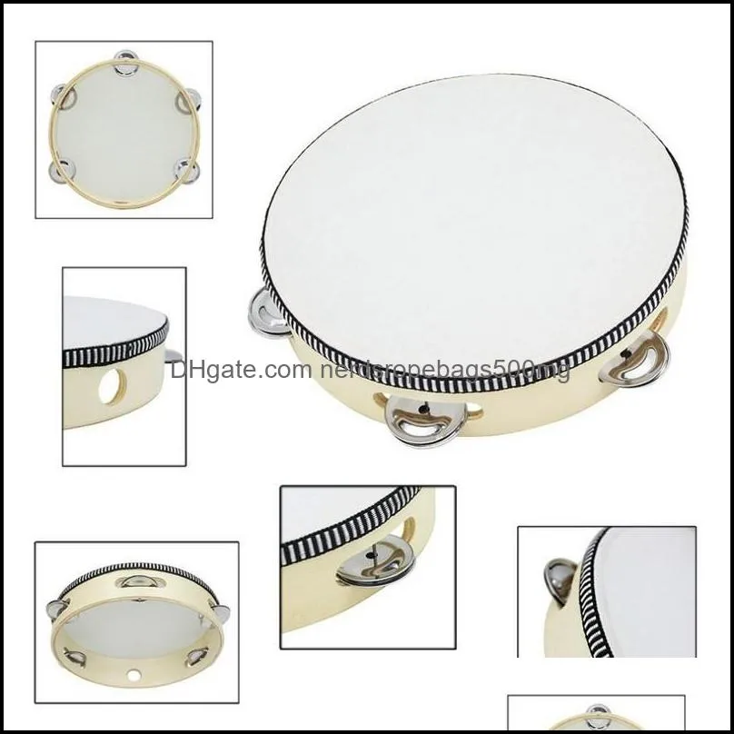 drum 6 inches tambourine bell hand held tambourine birch metal jingles kids school musical toy ktv party percussion toy sea ship 5018