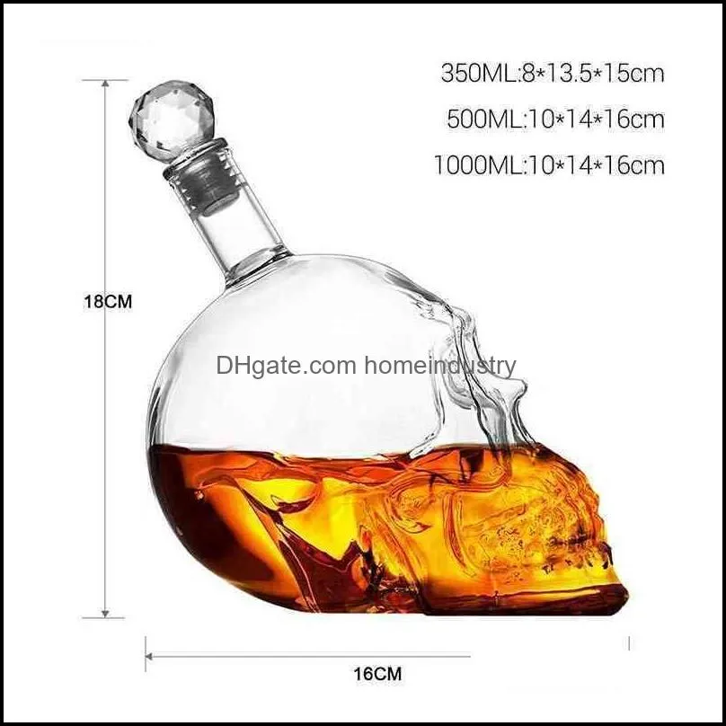 1000ml high-end creative skull glass whisky vodka wine bottle spirits cups transparent wine drinking cups bar home hot