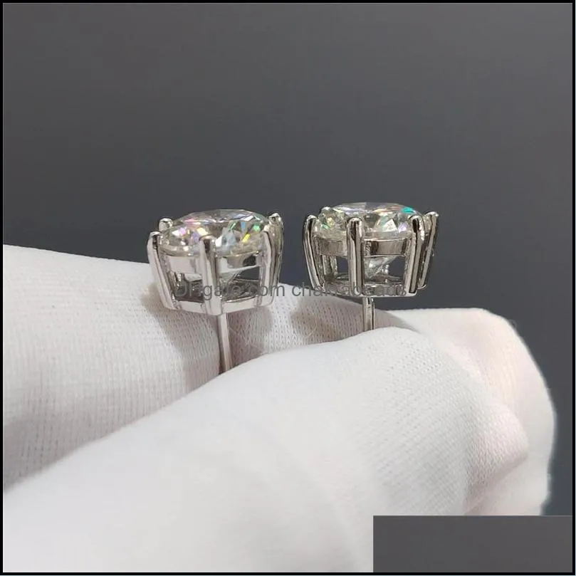 real diamond test past total 4 carat d color moissanite stud earrings silver 925 sparkling round brilliant cut gemstone