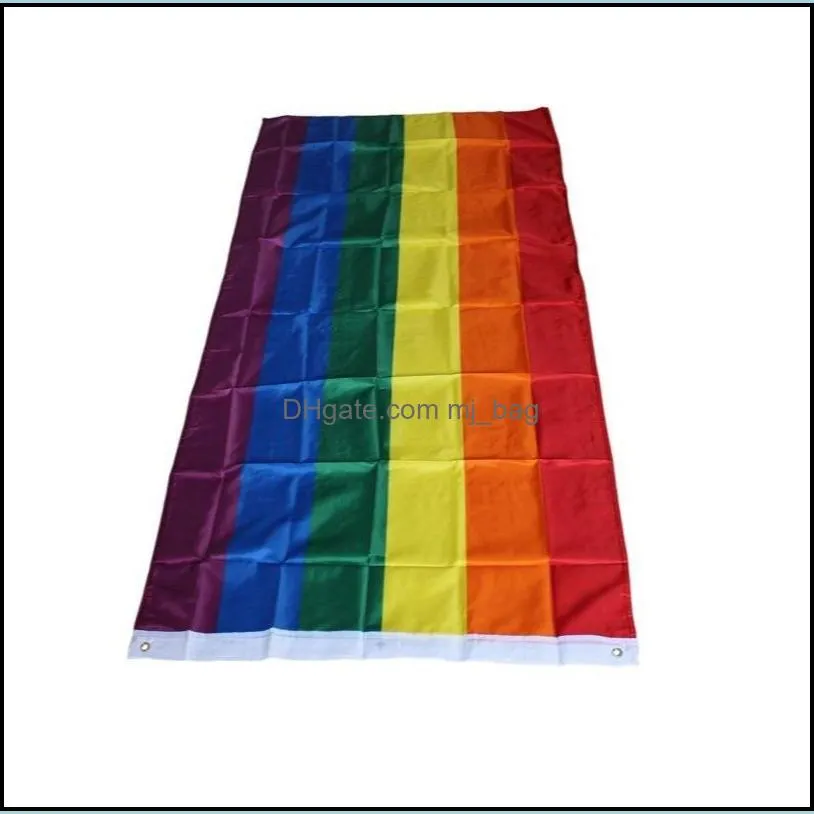 90x150cm rainbow flag rectangle colorful cloth flags stripes banners lightweight square park party celebration gadgets new arrival 5yn