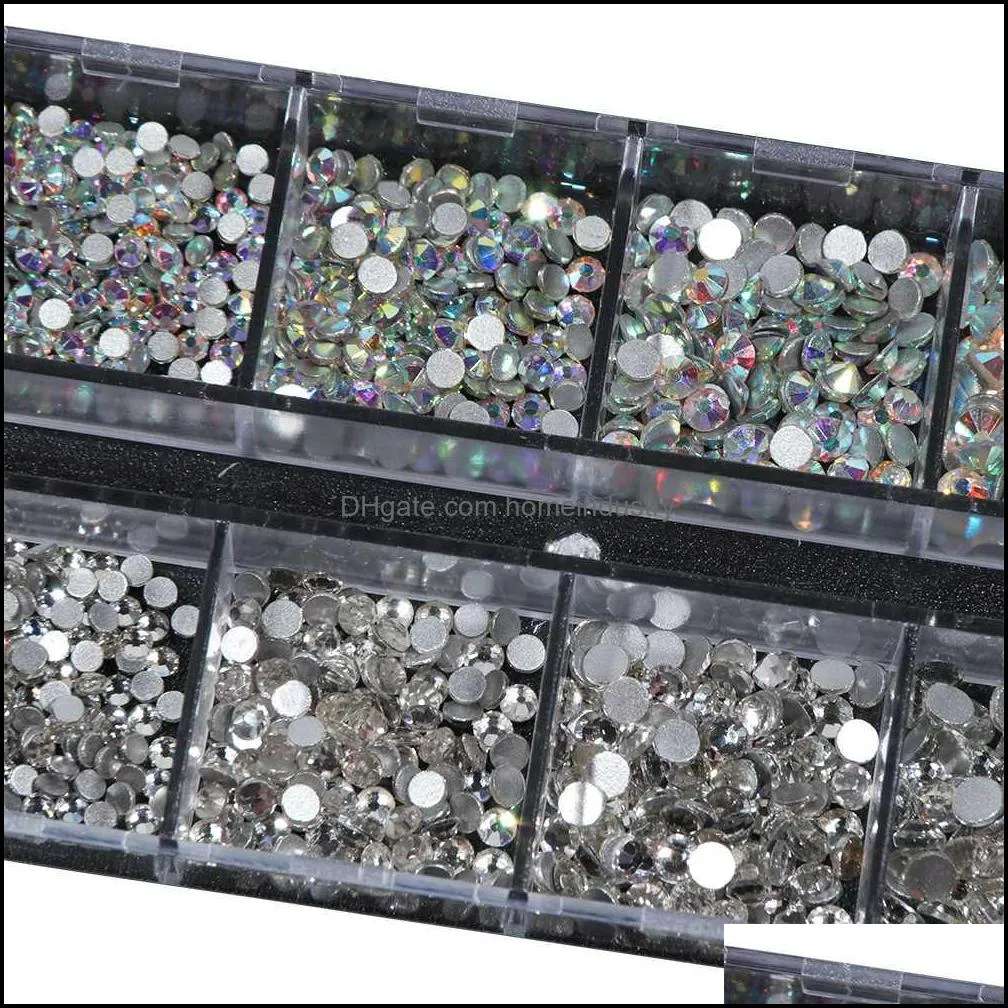 crystal strass nail art rhinestone decoration mixed size clear ab non hotfix flatback gem for nail manicure access ji388