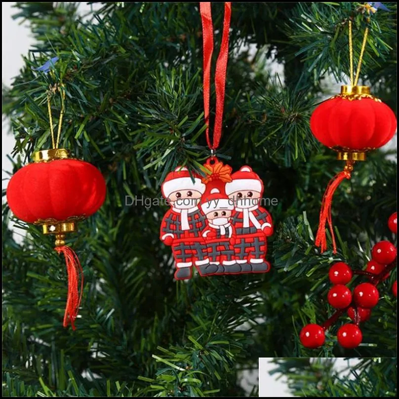 christmas tree hanging gift decorations accessories resin 2,3,4,5,6 people santa claus small pendant cute family photo frame ornaments