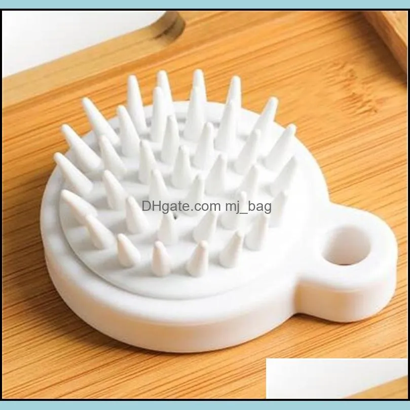 white silicone massage combs round hanging ring no handle brush bath hairdressing soft brushes women hair shampoo scalp caring 1 9yl