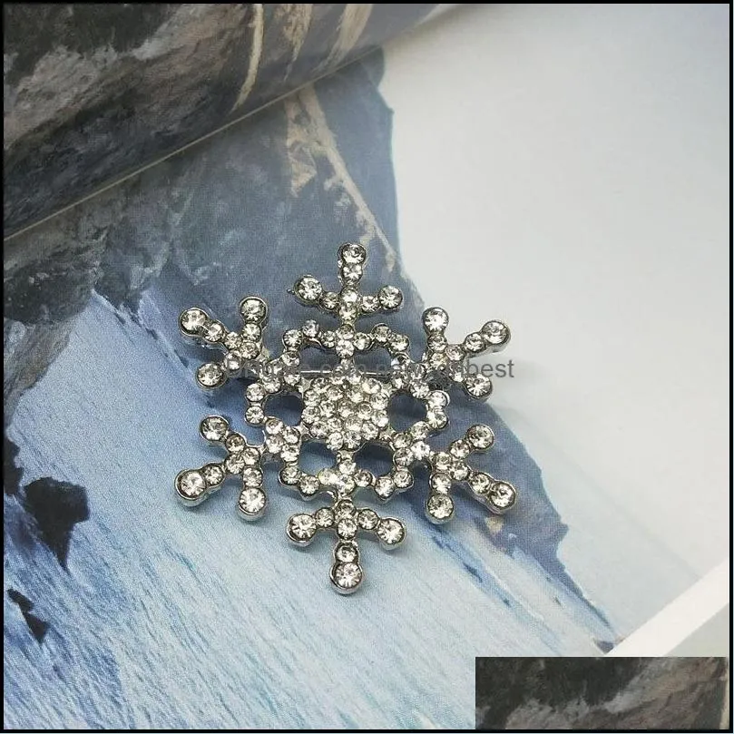 women`s winter snowflake clear brooch pin wholesale