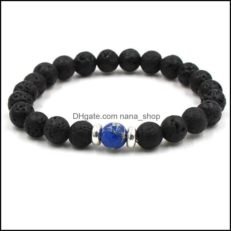 chakra strand bracelet black lava healing balance beads reiki buddha prayer essential oil diffuser bangle for women men