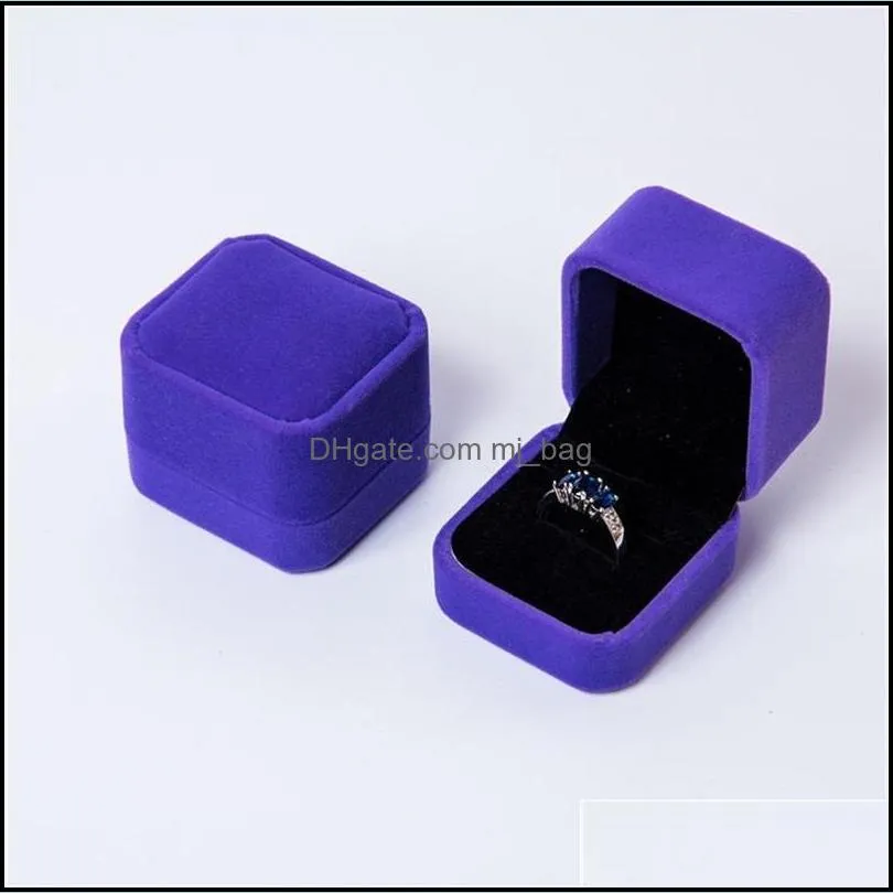 square flip cover flannelette boxes soft bottom jewelry ring bracelets case muti color storage container gift party 1 6rh g2