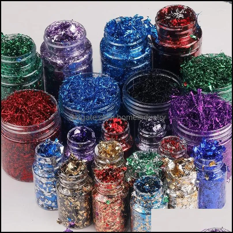 nail art decorations 1 bottle rose gold silver blue red tin foil sequin glitter craft for eco-friendly resin painting diy decoration