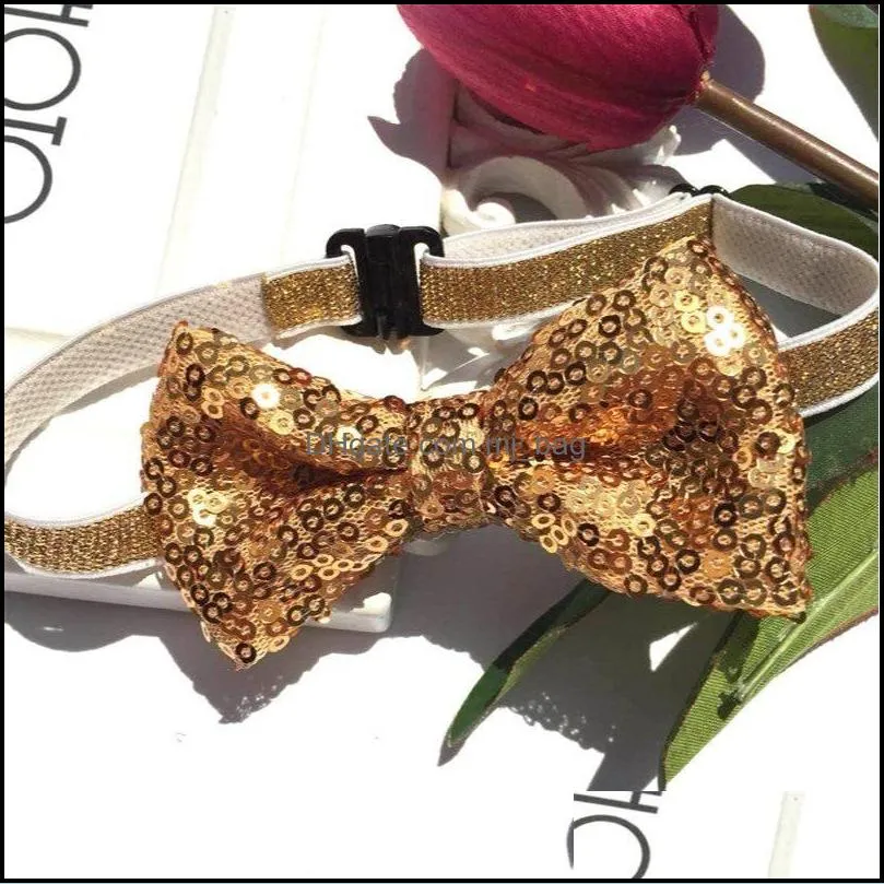 adjustable sequins bowknot polychromatic comfortable elastic cat dog neck strap fashion pet ornaments bow tie 2 3ay g2