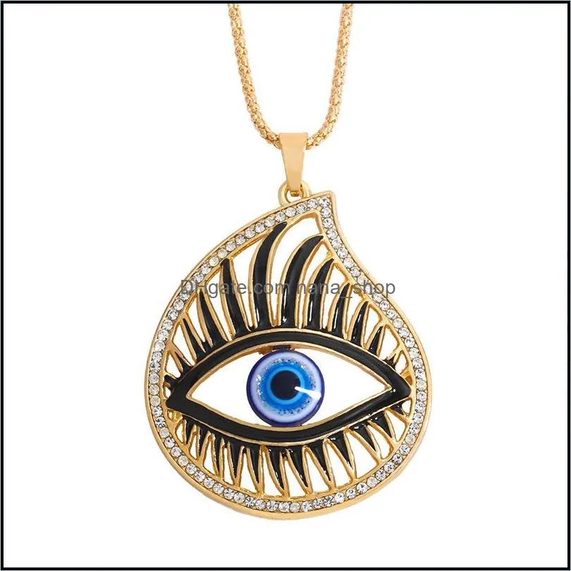 fatima hand pendant necklace turkey evil blue eyes diamond sweater chain hollow lucky pendants adjustable gold necklaces turkish crystal