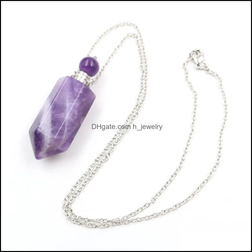  oil diffuser aromatherapy stone pendant necklace unisex,healing crystal point gemstone necklaces for women and men