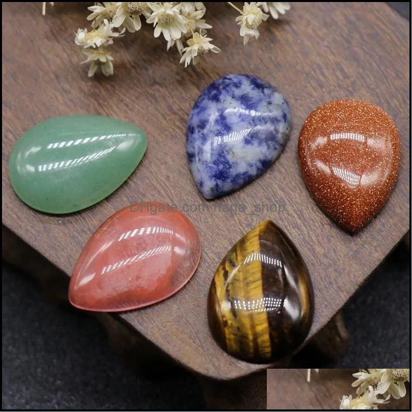 18*25mm flat back assorted loose stone teardrop cab cabochons beads for jewelry making waterdrop healing crystal wholesale