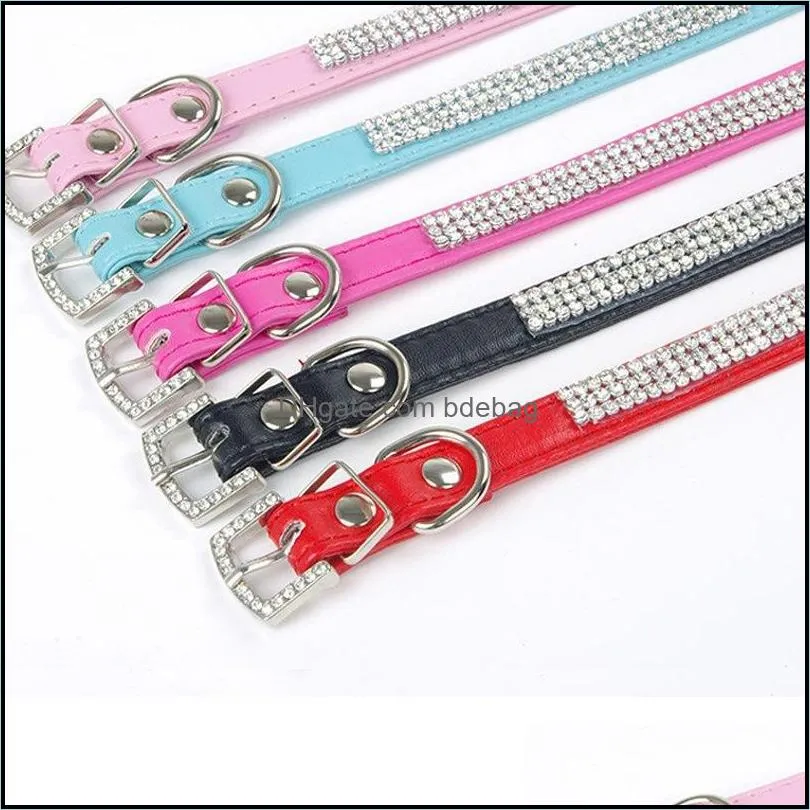pu rhinestone collar scalable pet dog collars accessories fashion necklace popular hot selling with different color 9 1kl j1