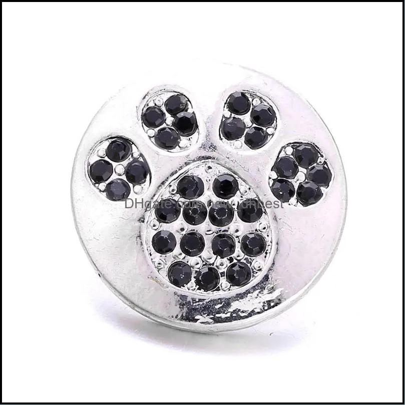 bright rhinestone paw fastener 18mm snap button clasp metal charms for snaps jewelry findings suppliers snapper