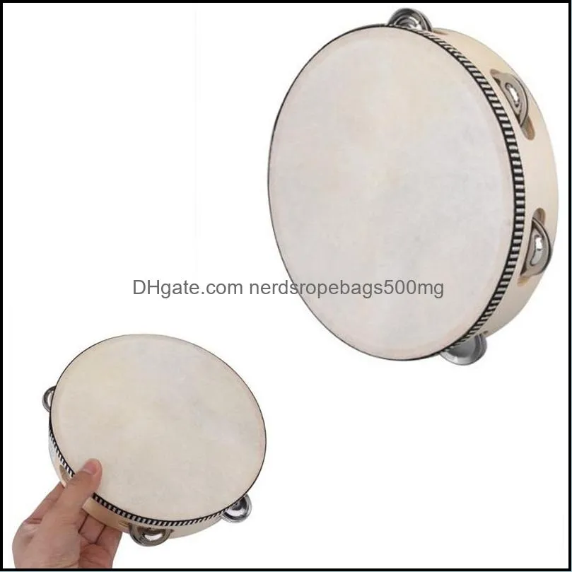 drum 6 inches tambourine bell hand held tambourine birch metal jingles kids school musical toy ktv party percussion toy sea ship 5018