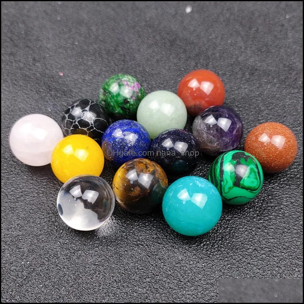 non-porous 7 chakras stone 16mm round ball no hole loose beads charms healing reiki rose quartz crystal cab for diy making crafts decorate jewelry