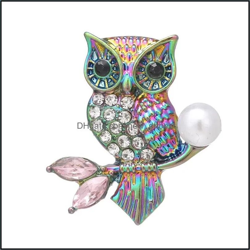 noosa plating dazzling owl crystal snowflake snap buttons fit diy 18mm snap button bracelet necklace acc ingredients supplier jewelry