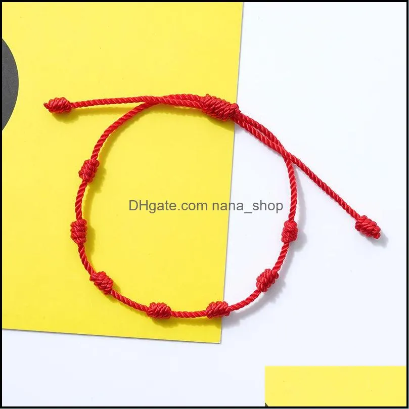 7 knots red black string bracelet protection good luck amulet for success prosperity handmade rope bracelets lucky charm bangles gift